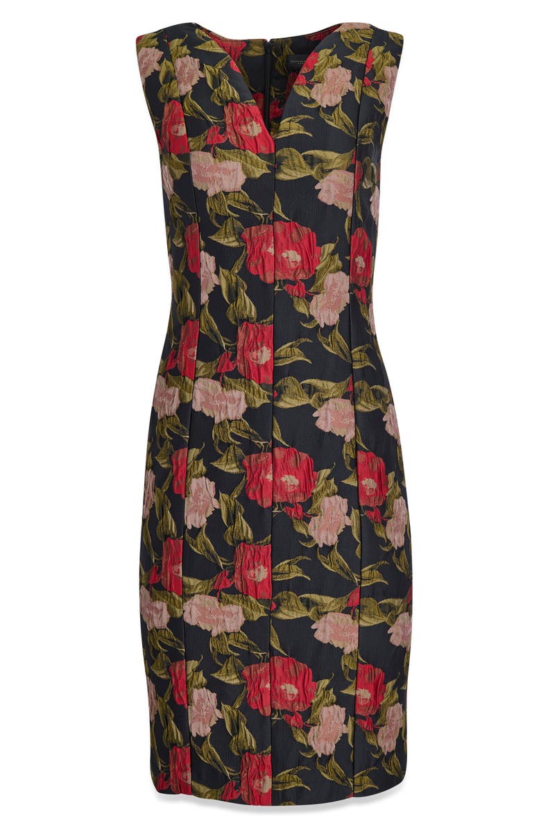 Donna Karan New York Floral Jacquard Sleeveless Dress, Alternate, color, Autumn Red Multi
