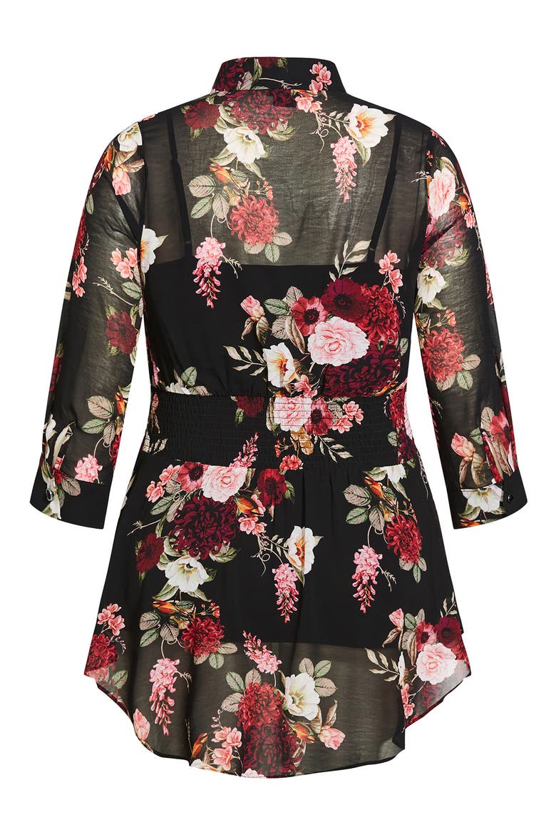 Floral Paradise Smock Waist Blouse, Alternate, color, BLACK FLORAL PARADISE