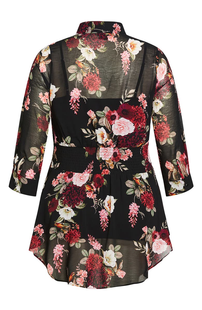 City Chic Floral Paradise Smock Waist Blouse, Alternate, color,
