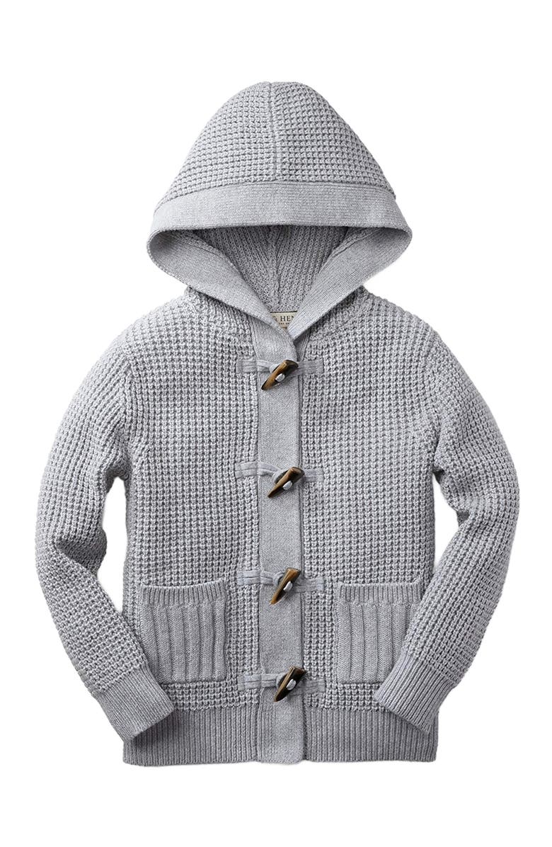 Hope & Henry Baby Boys' Waffle Stitch Hooded Sweater, Infant, Main, color, Grey Waffle Hooded