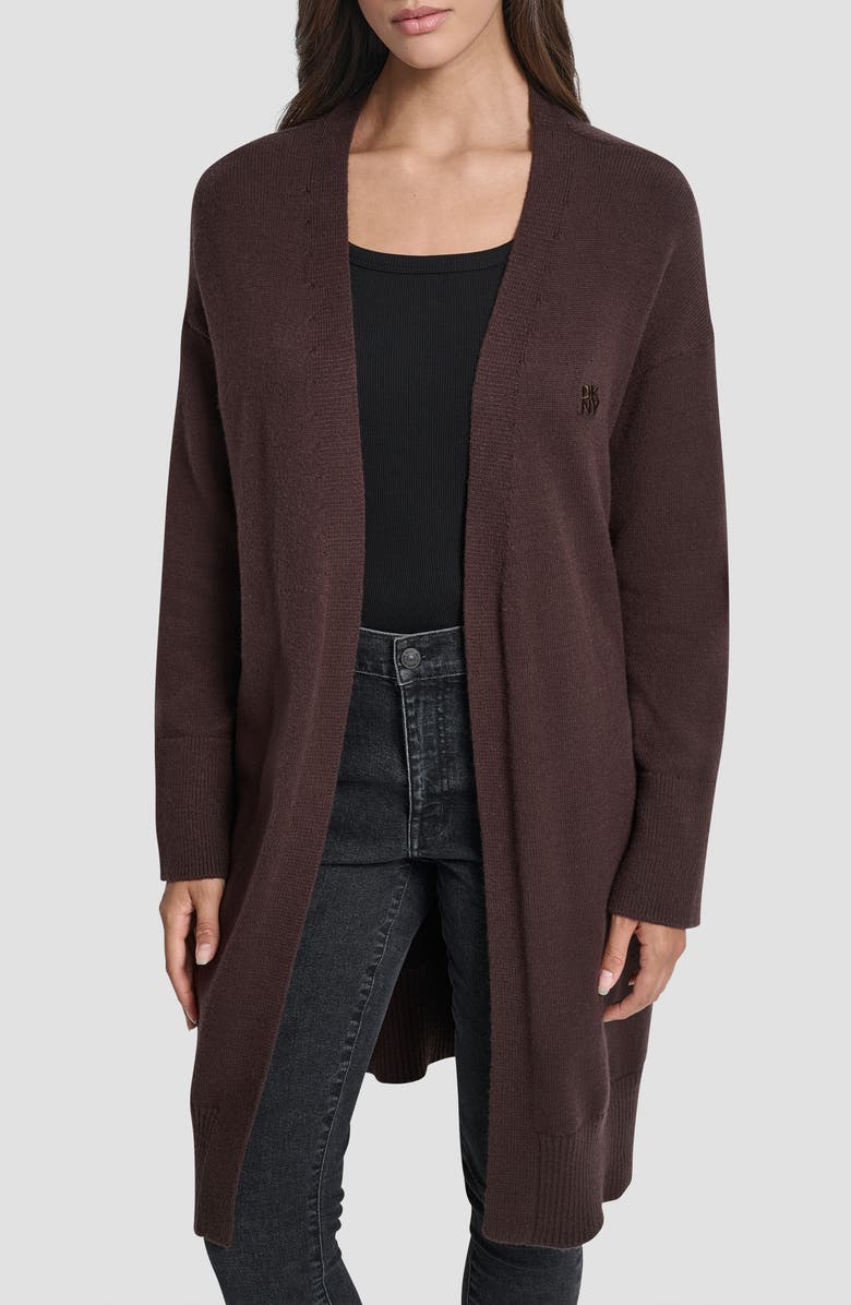 DKNY Jeans Relaxed Cardigan, Alternate, color, Espresso/ Black