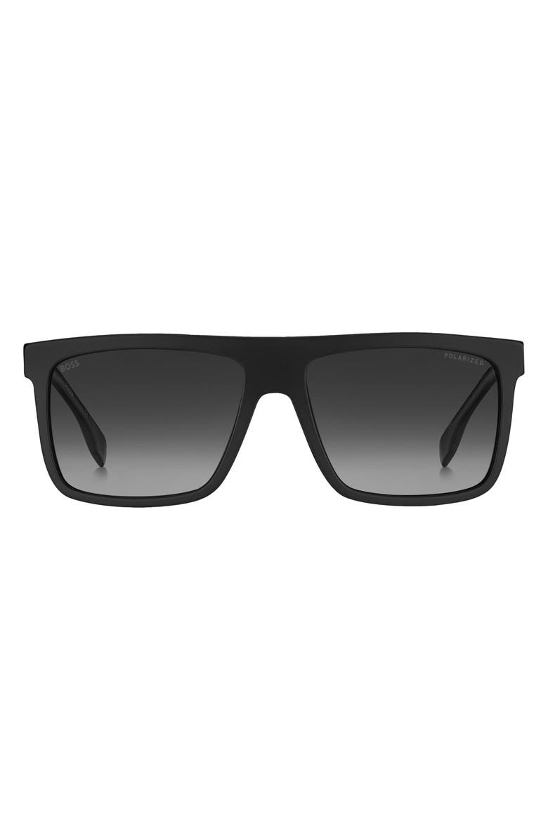 BOSS 59mm Polarized Rectangular Sunglasses, Main, color, 