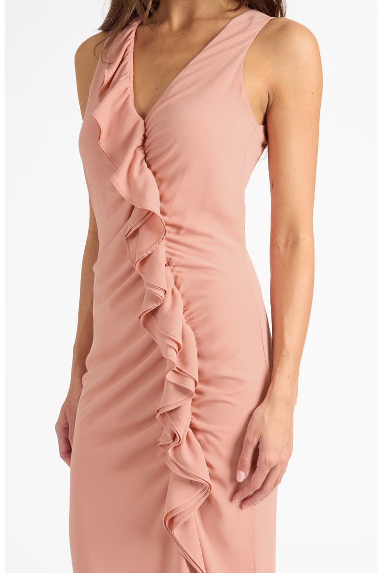 Tate Sleeveless Midi Dress in Fluid Crepe, Alternate, color, ROSA