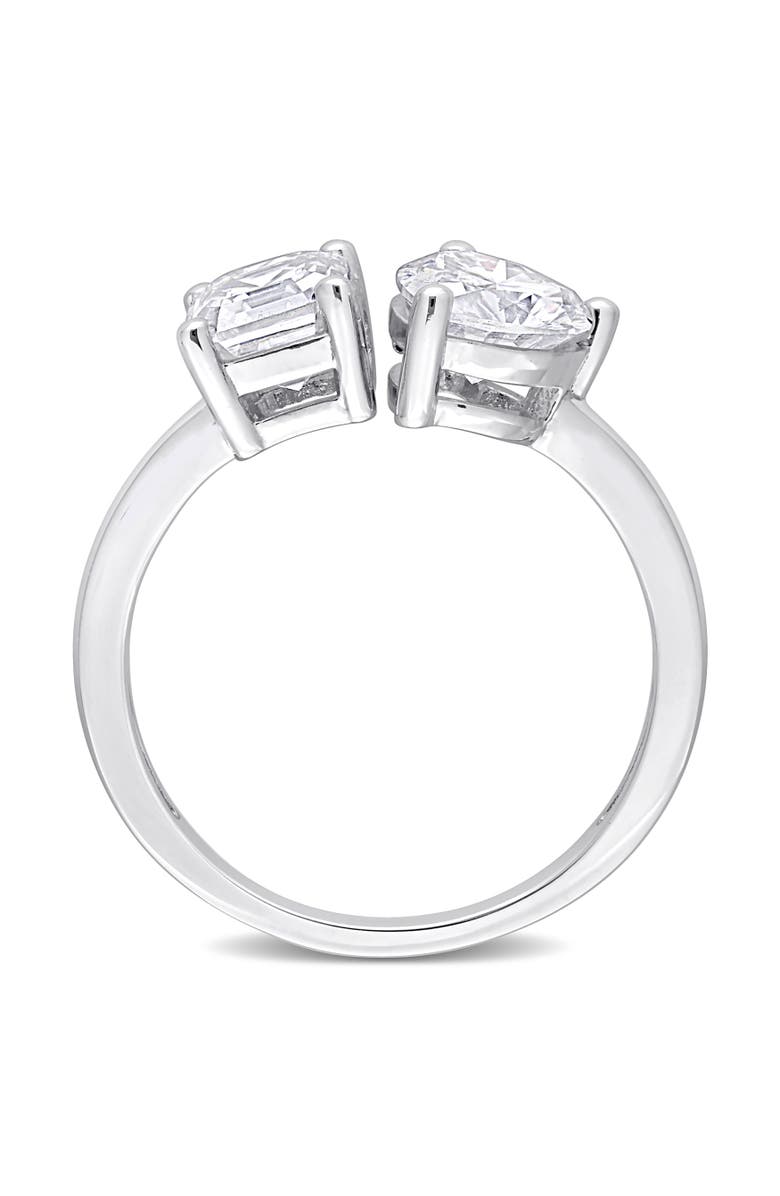 Julianna B. Moissanite Heart 2-Stone Ring, Alternate, color, Sterling Silver
