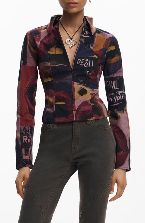 Mixed Print Long Sleeve Shirt