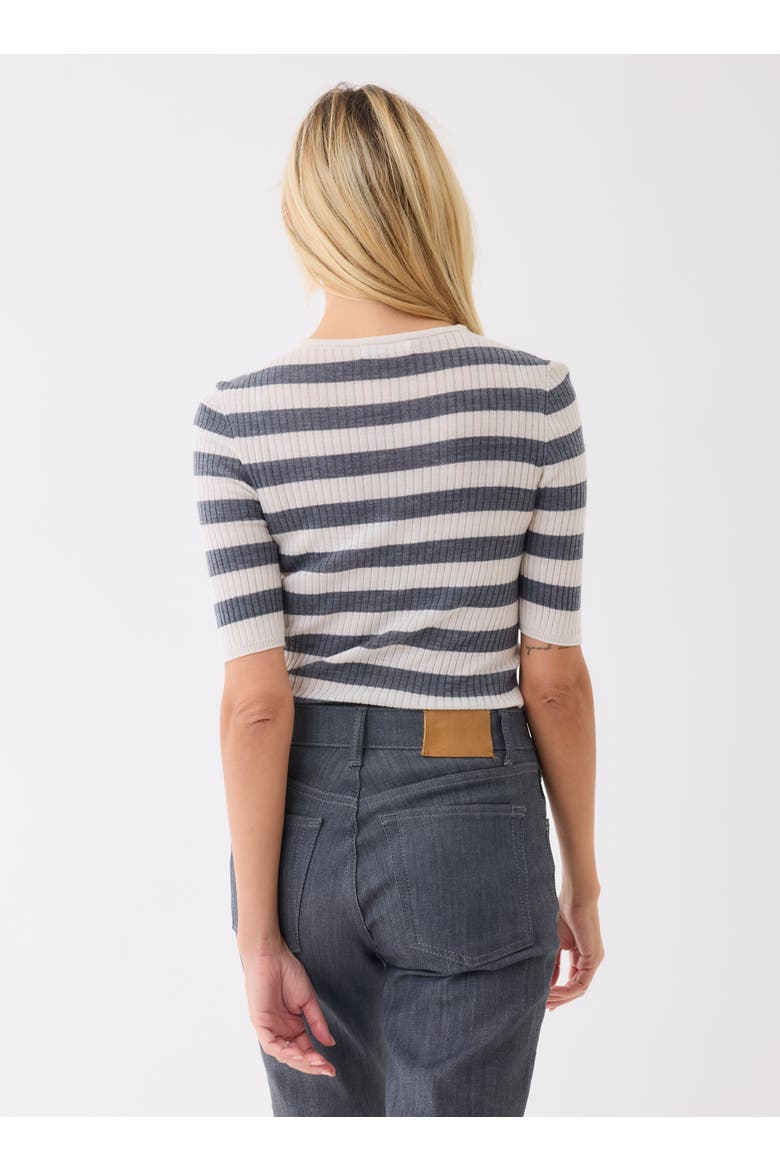 Merino Superfine Rib Knit Stripe Crewneck, Alternate, color, MILK/GRIS CHINE