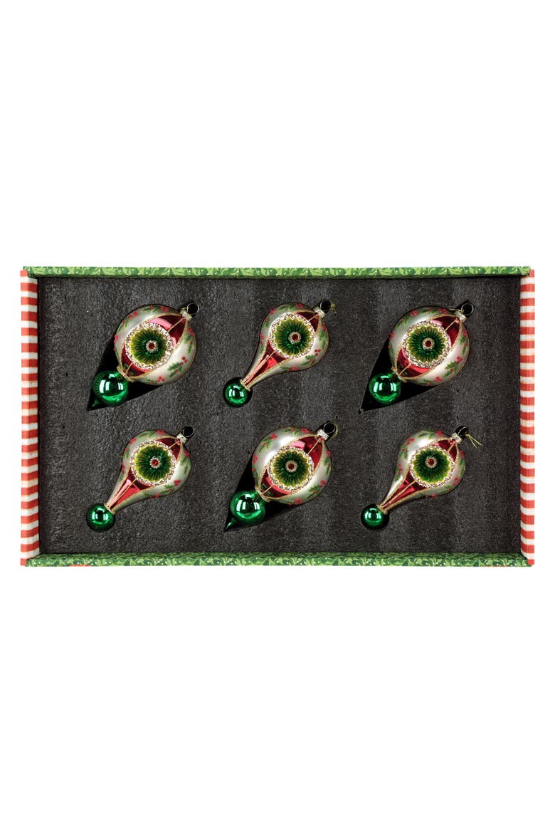 Holly Reflector Drop Ornament, Box of 6, Alternate, color, Red