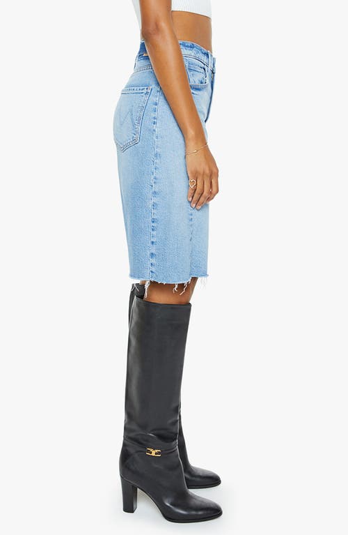 Shop Mother The Half-pipe Frayed Hem Denim Bermuda Shorts In Sow Surreal
