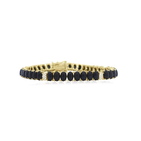 Oval Onyx CZ Tennis Bracelet