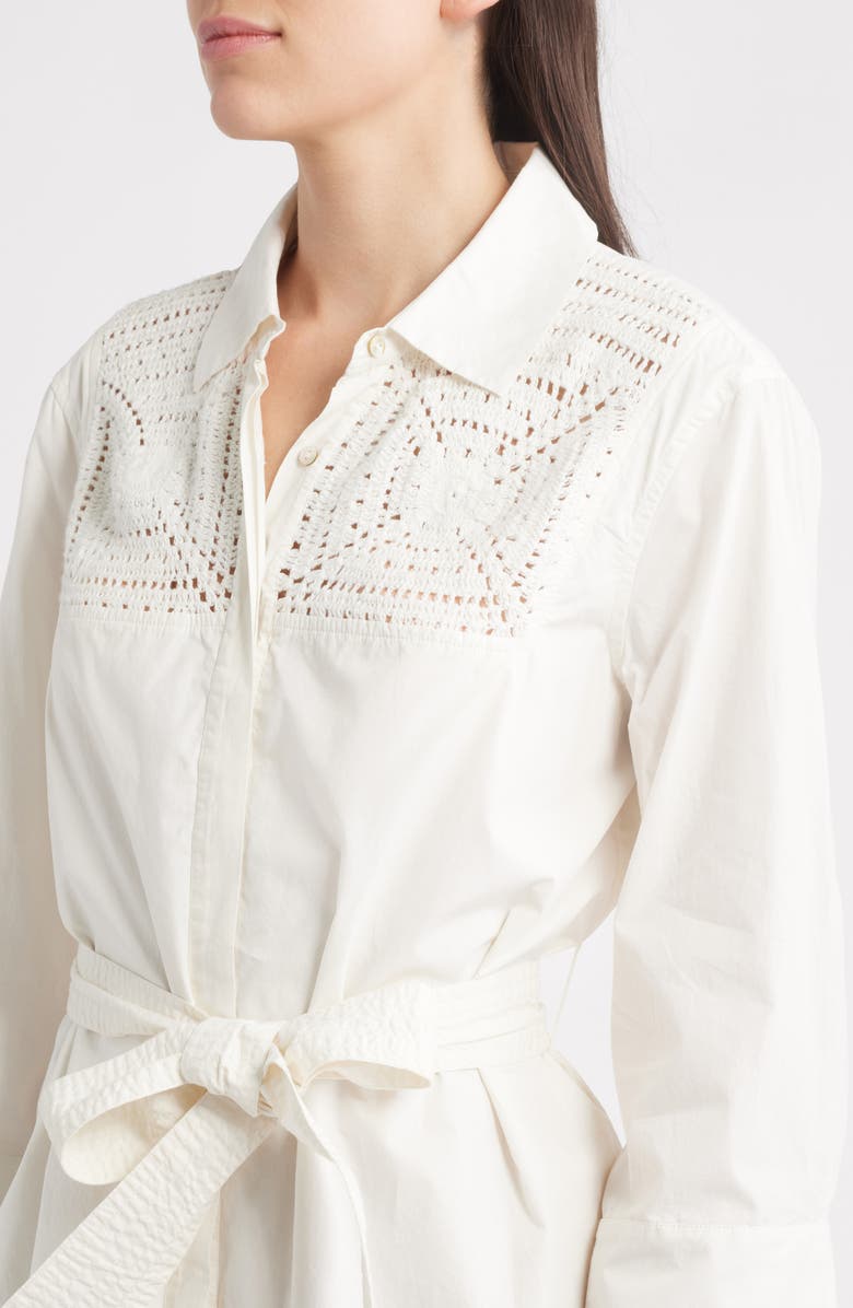 Cleobella Senara Long Sleeve Mini Shirtdress, Alternate, color, Ivory