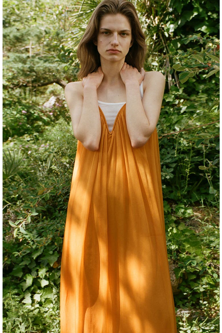 Flowy Chiffon Maxi Dress, Alternate, color, ORANGE