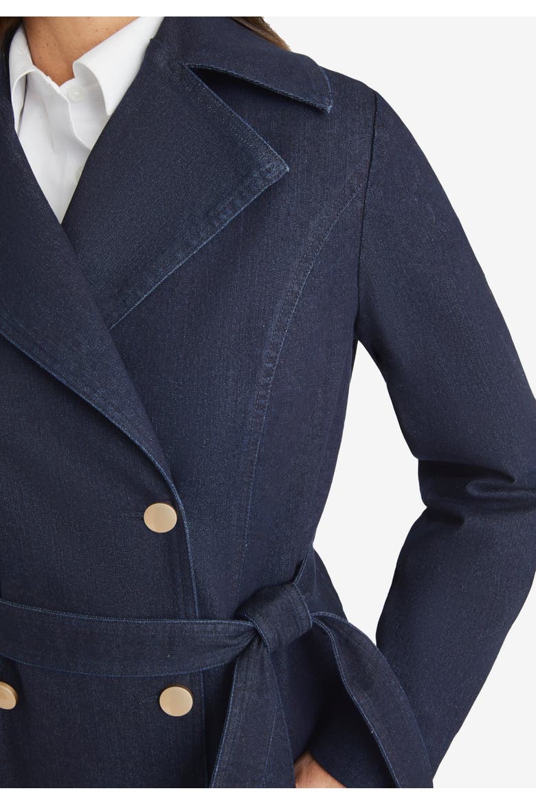 Refined Denim Trench Coat, Alternate, color, INDIGO