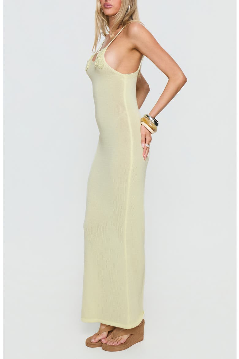 Cinderella Floral Detail Knit Midi Dress, Alternate, color, LEMON YELLOW