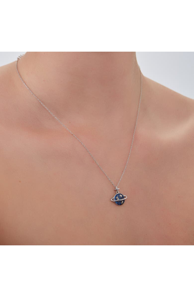 Spero London Blue Saturn Jewelled Sterling Silver Necklace, Alternate, color, Silver