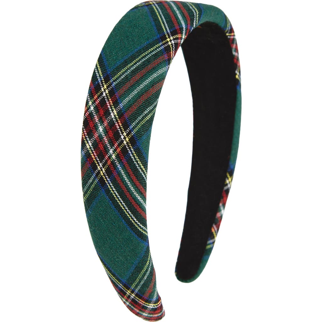 Tasha Padded Plaid Headband In Green