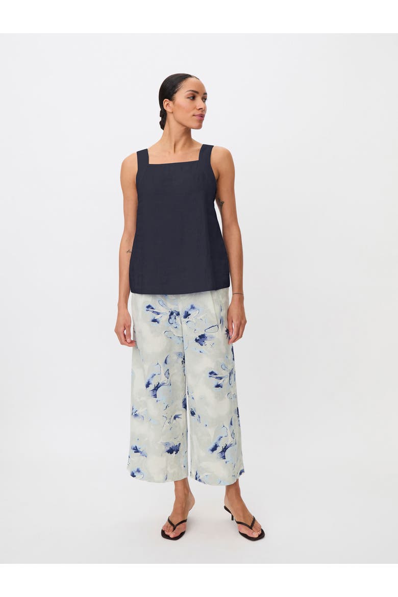 Madisa Linen Square Neck Top, Alternate, color, Navy