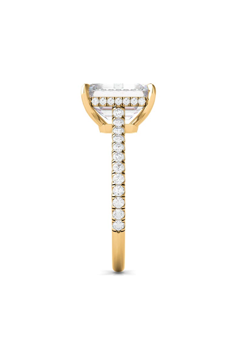Emerald Cut Pavé Lab Grown Diamond Ring, Alternate, color, 18K YELLOW GOLD