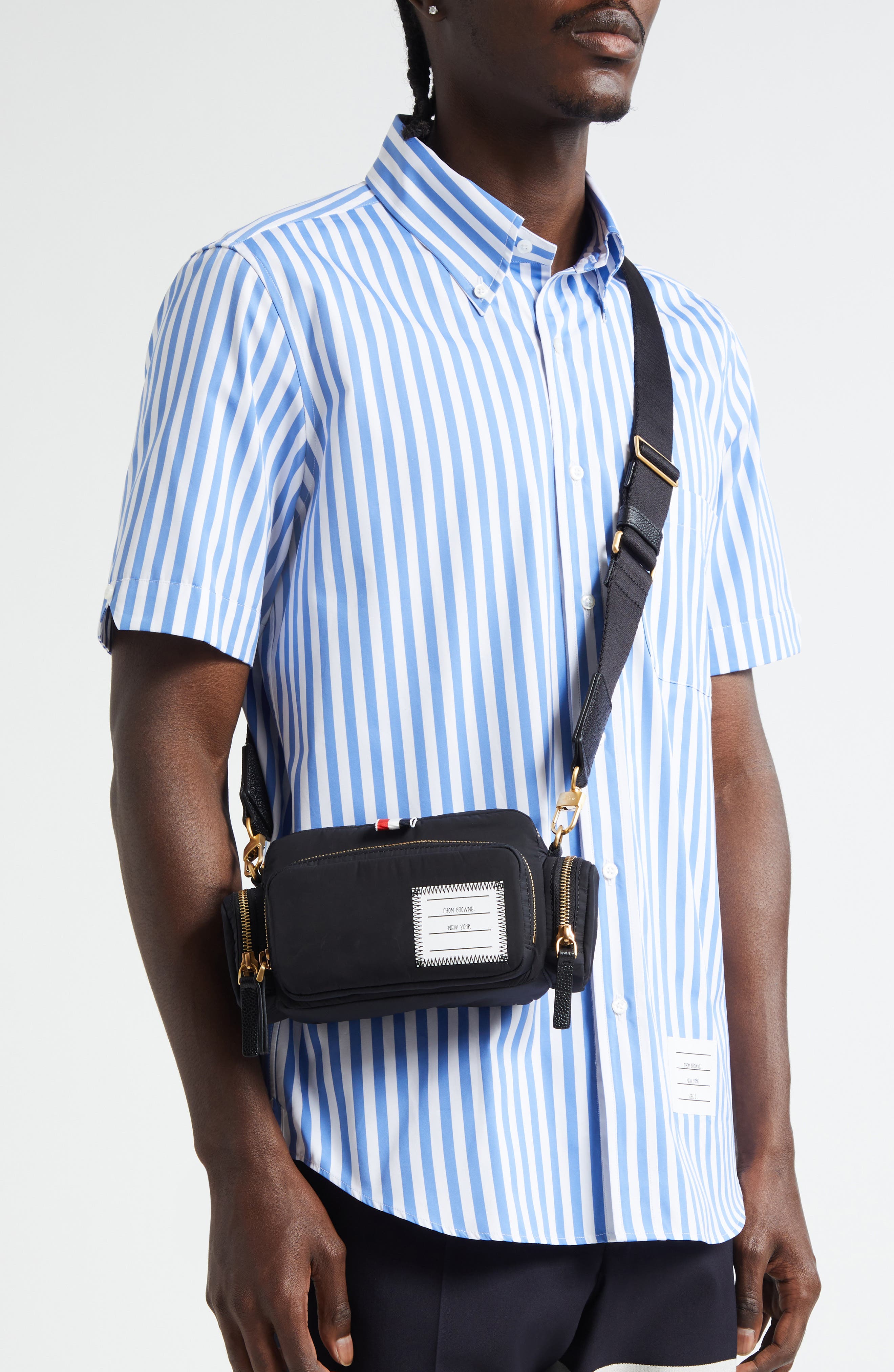 Thom Browne Mini Camera Crossbody Bag, Alternate, color, Black