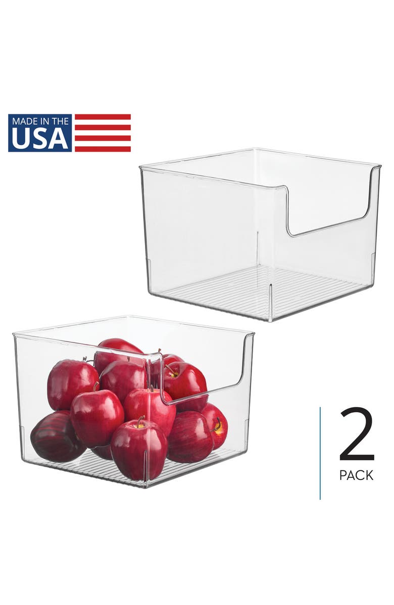 iDesign Open-Front Storage Bin for Kitchen, Pantry, Bathroom, Office, Set of 2, Clear, Made in USA, Alternate, color, Clear