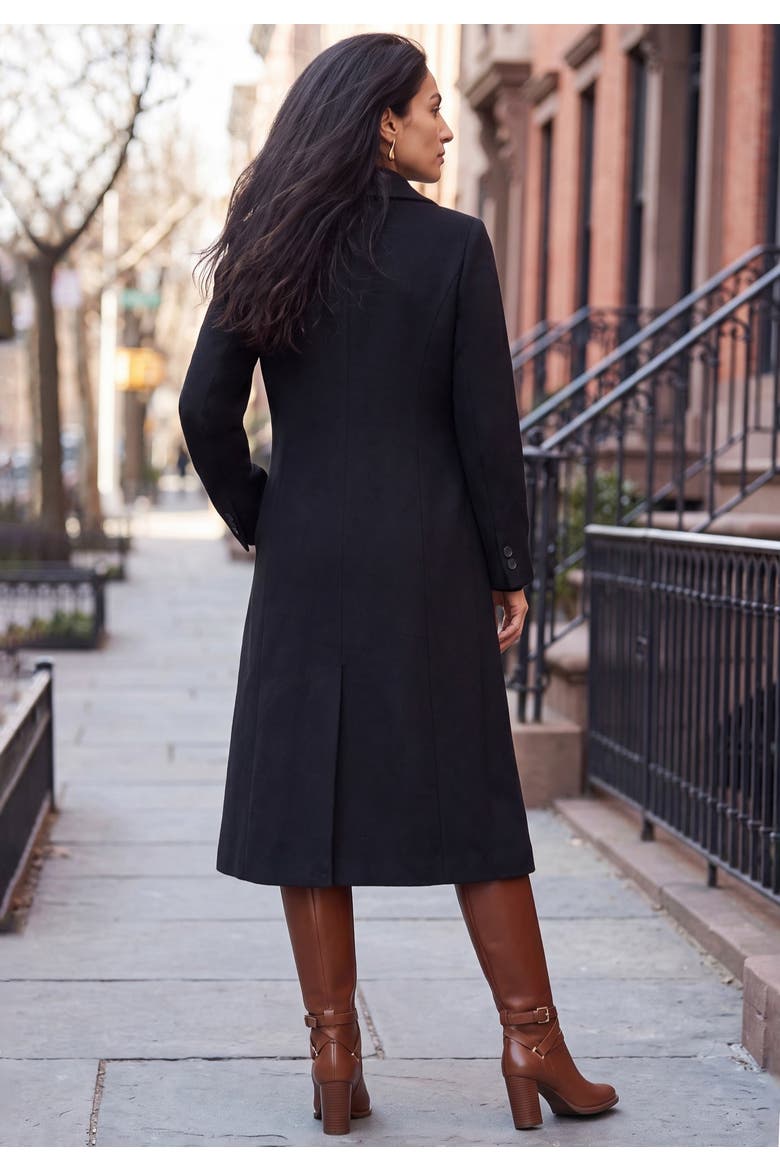 Full Length Wool Blend Coat, Alternate, color, BLACK