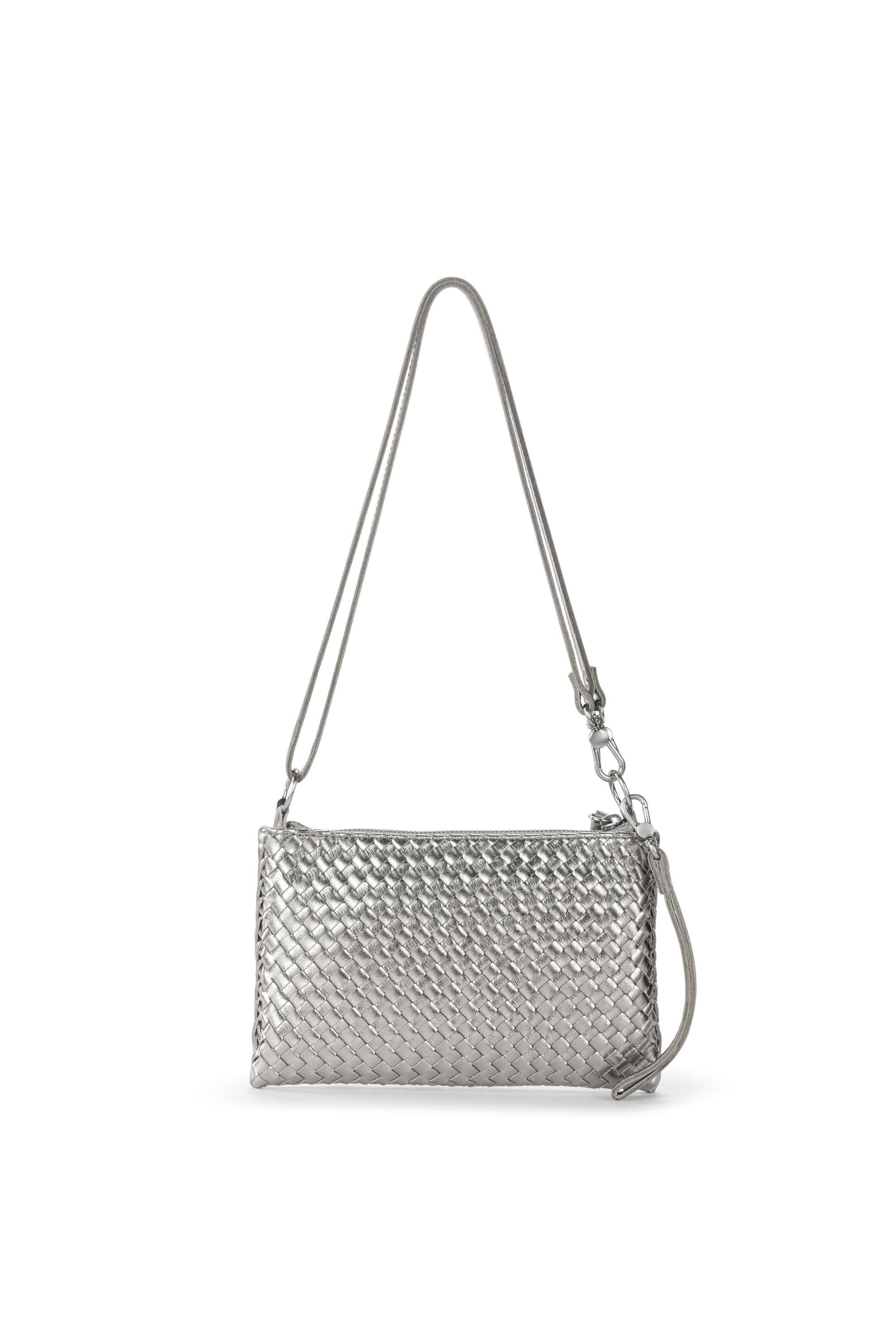 The Sak Vita Hand Woven Leather Crossbody Wristlet, Alternate, color, Pyrite Woven