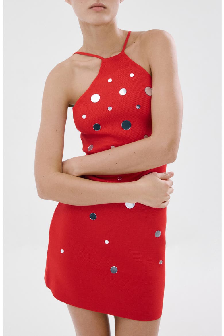 Embellished High Neck Minidress, Main, color, RED