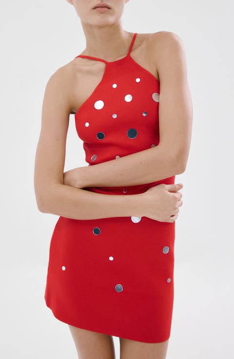 Embellished High Neck Minidress