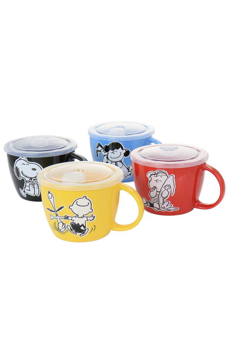 Gibson 70th Anniversary 4 Piece Stoneware 23.5oz Soup Bowl Set with Vented Lids, Main, color, Assorted