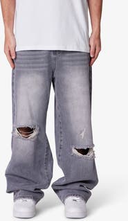 mnml Blowout Baggy Ripped Wide Leg Jeans