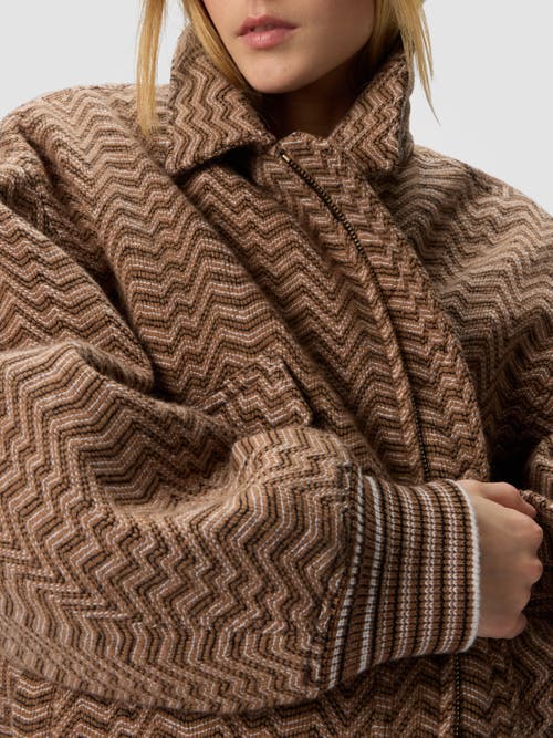 Missoni Bomber Jacket With Irregular Chevron Pattern In Brown
