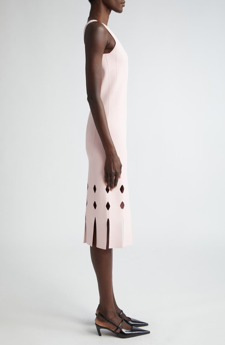 ST. JOHN Cutout Fringe Hem Sweater Dress, Alternate, color, Pale Pink