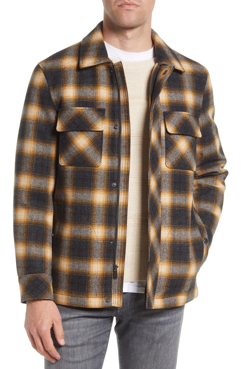 Pendleton Boulder Plaid Water Resistant Wool Blend Shirt Jacket, Main, color, 