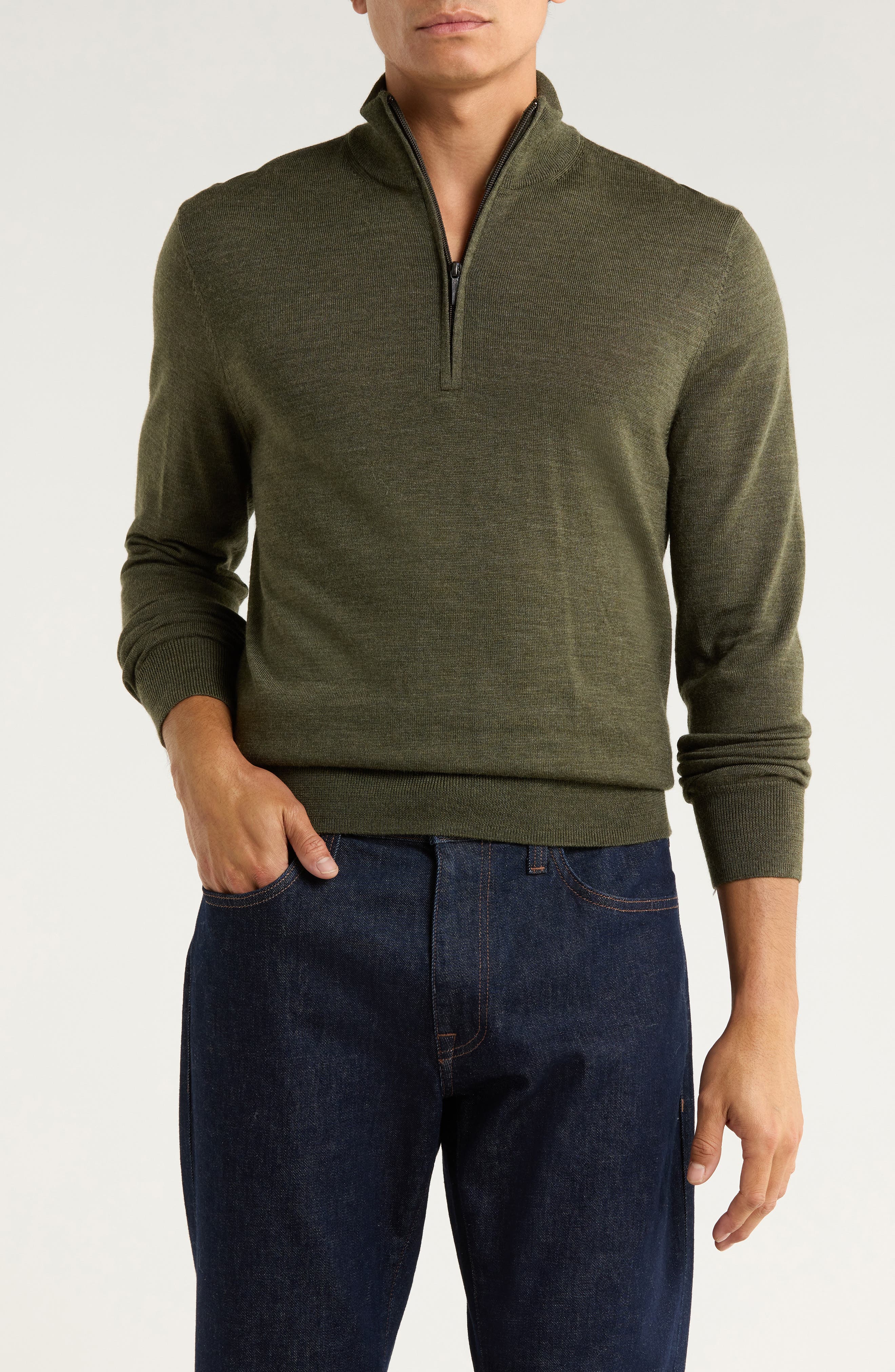 Brooks Brothers Swift Merino Wool Half Zip Pullover
