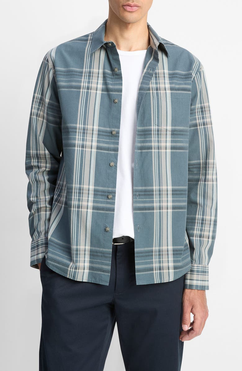 Vince Lorimer Plaid Button-Up Shirt, Main, color, Harbor Blue Combo
