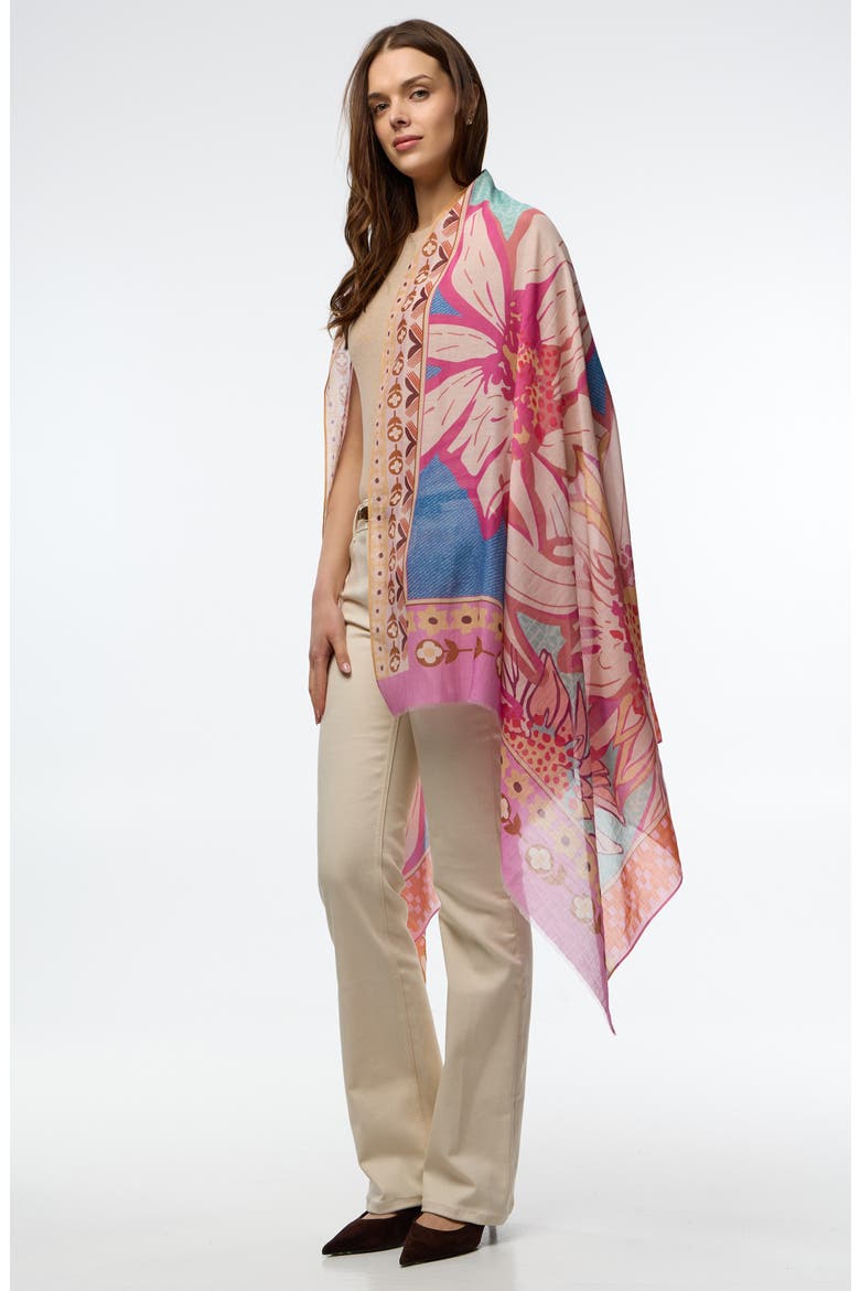 Birds & Filigree Print Scarf, Alternate, color, PINK