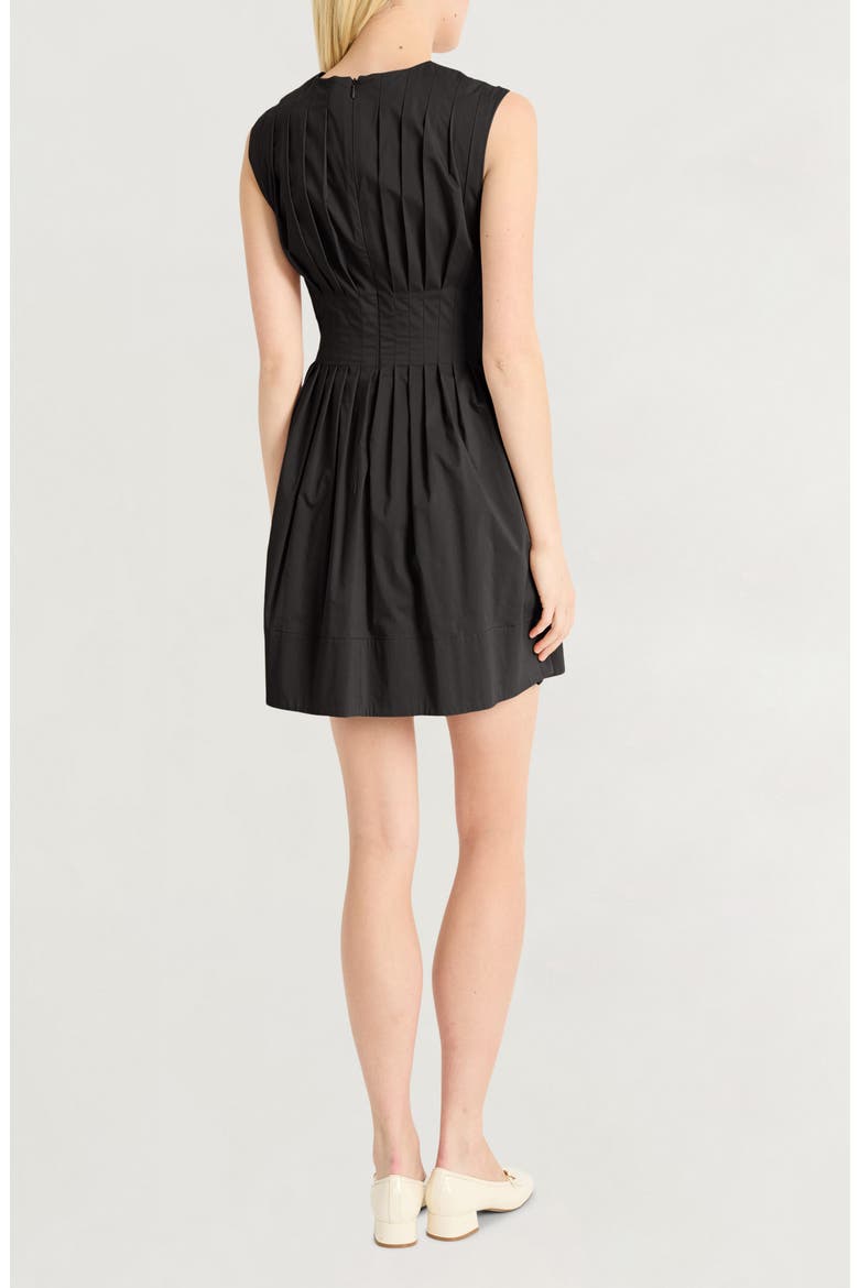 V-Neck Pleated Minidress, Alternate, color, METEORITE