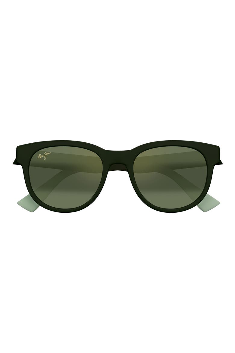 Maoli 52mm PolarizedPlus2® Round Sunglasses, Main, color, MATTE DARK GREEN