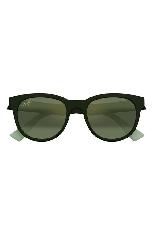 Maui Jim Maoli 52mm PolarizedPlus2® Round Sunglasses in Matte Dark Green 