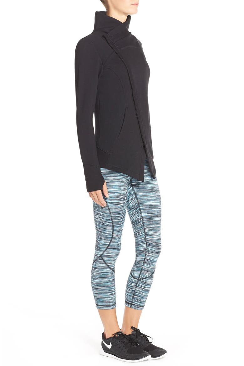 'Snowdrift' Asymmetrical Zip Sweatshirt, Alternate, color, BLACK