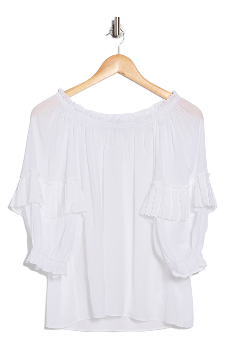 Ramy Brook Jiya Off the Shoulder Balloon Sleeve Top, Alternate, color, White