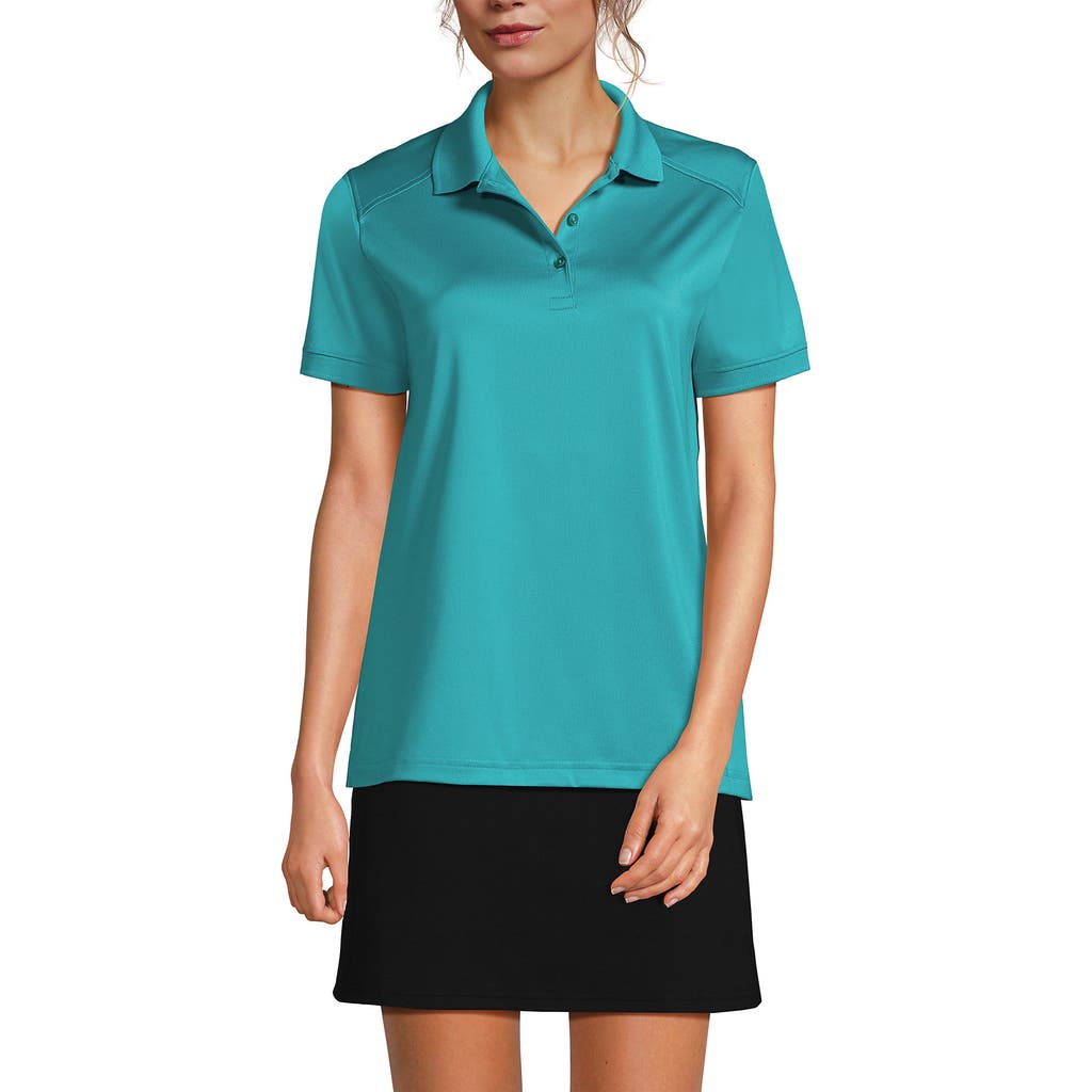 Lands' End School Uniform Young Short Sleeve Rapid Dry Polo Shirt In Blue
