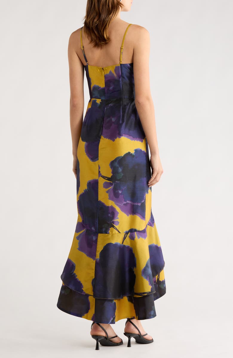 Hutch Angel Tropical Print Satin High-Low Dress, Alternate, color, Ink Blot Floral