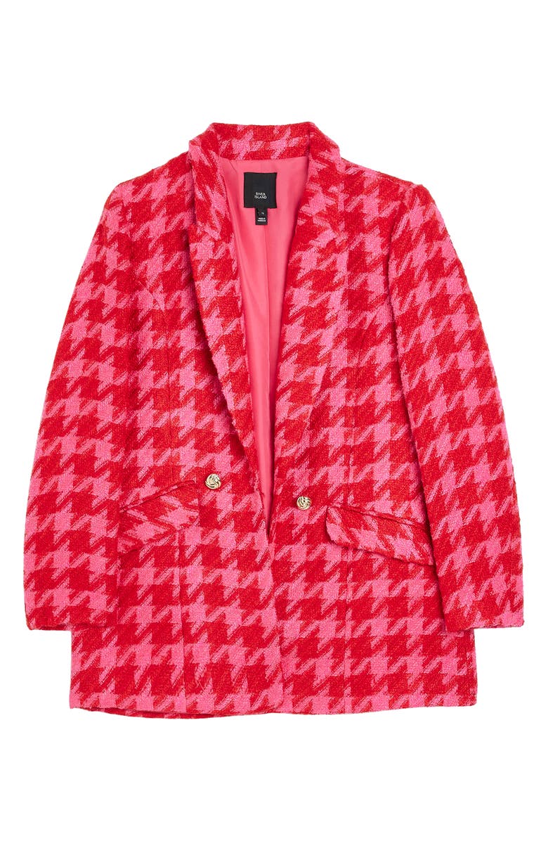 River Island Houndstooth Bouclé Blazer, Alternate, color,
