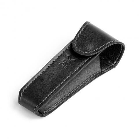 Black Leather Safety Razor Travel Pouch
