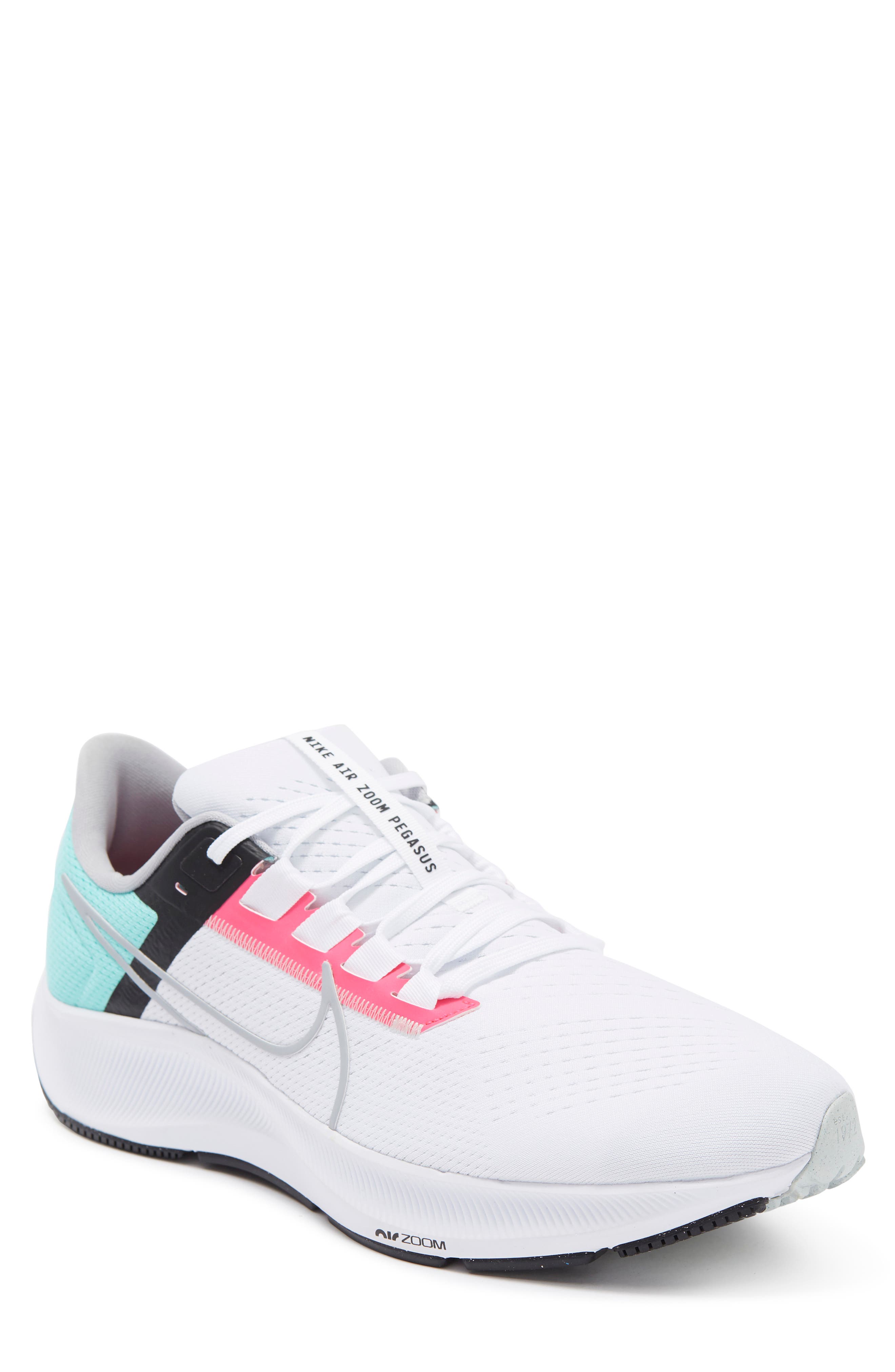 Air Zoom Pegasus 38 Running Shoe, Main, color, WHITE/ WOLF GREY/ HYPER PINK