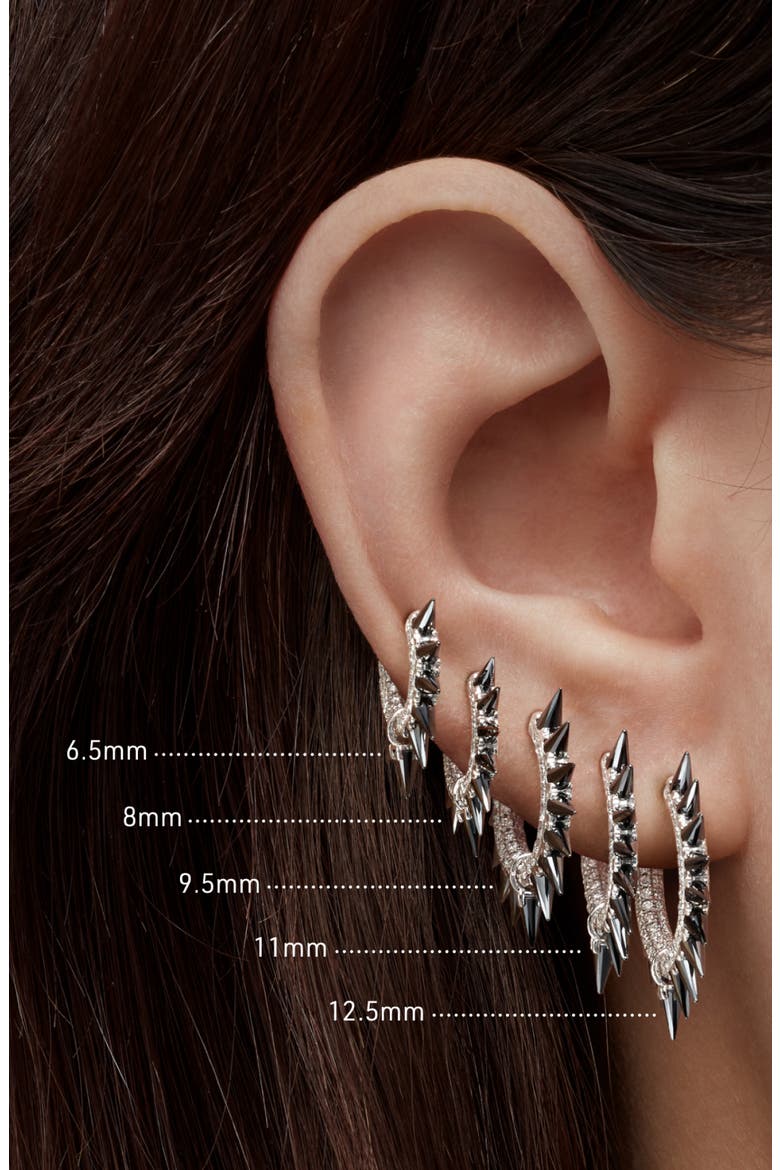 Single Diamond & Moissanite Spike Hoop Earring, Alternate, color, WHITE GOLD
