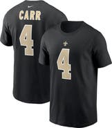 Nike Men's Nike Derek Carr Black New Orleans Saints Player Name & Number T-Shirt