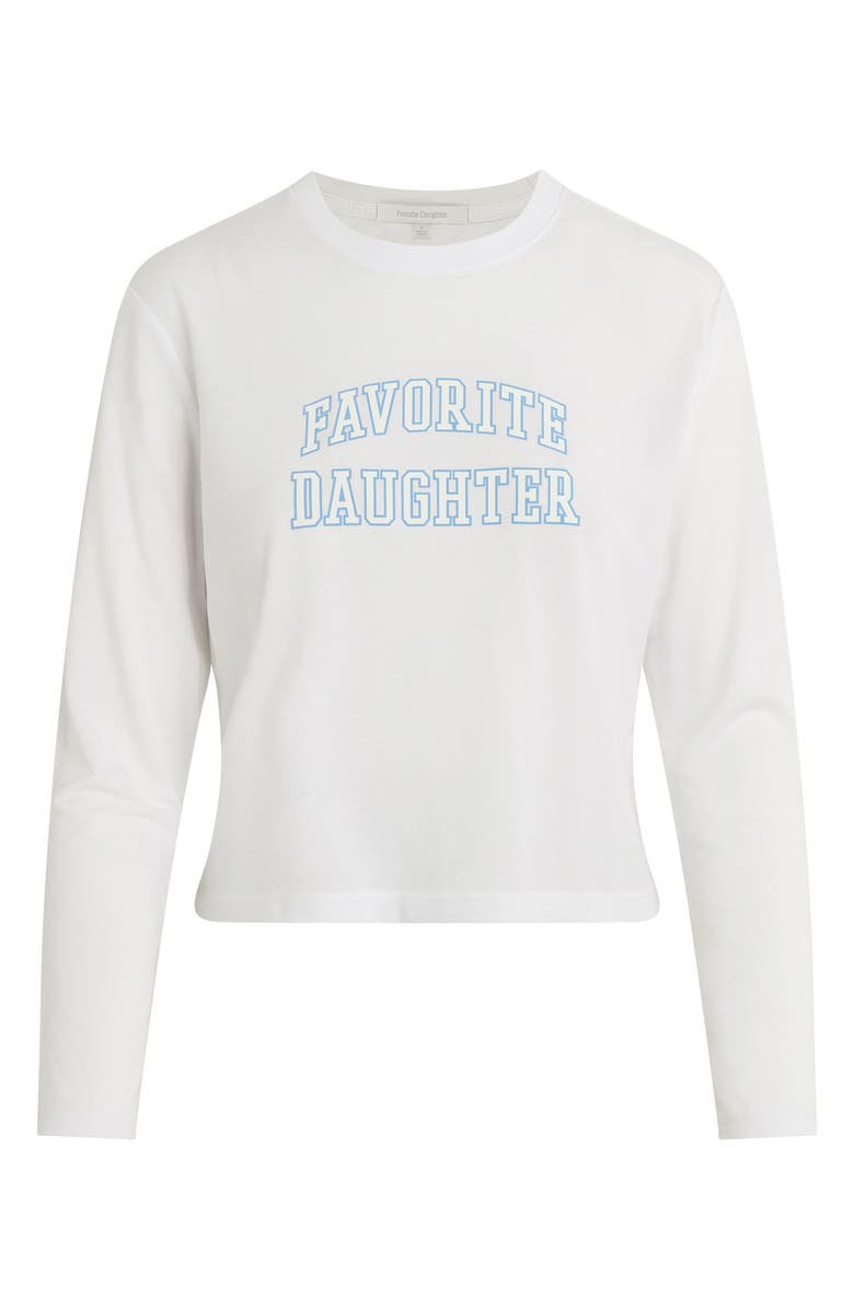 Favorite Daughter The Cropped Collegiate Long Sleeve Graphic T-Shirt, Alternate, color, White/ Light Blue