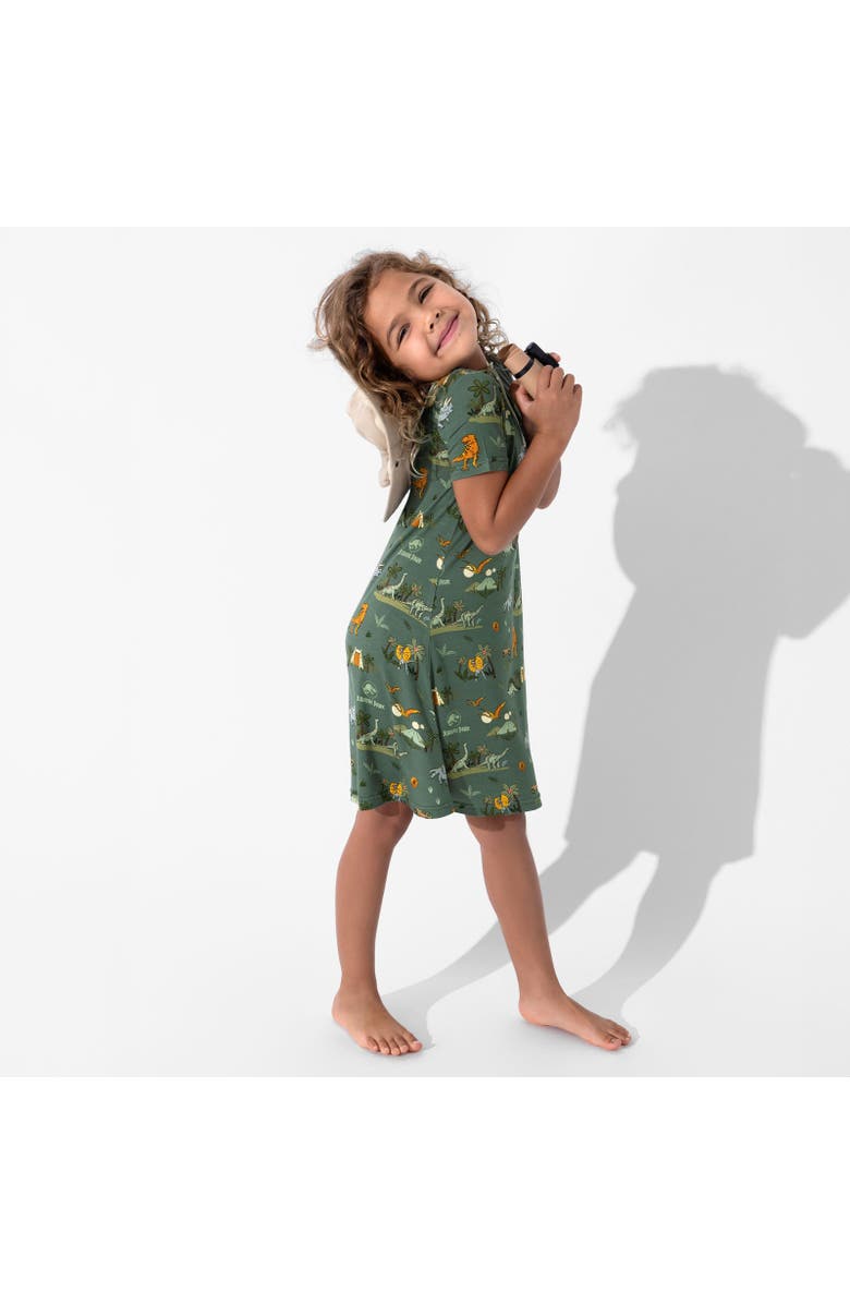 Bellabu Bear Kids' Jurassic Park Safari Short Sleeve Dress, Alternate, color, Jurassic Park: Safari