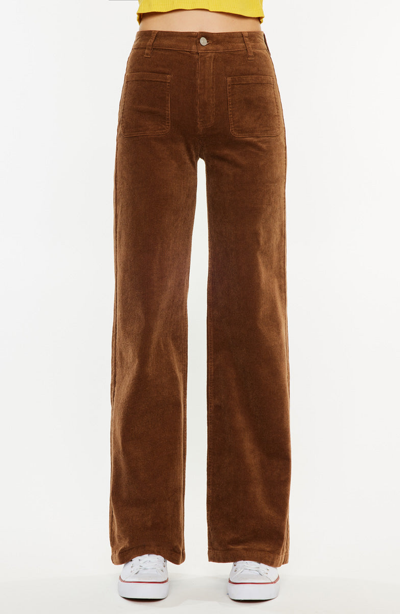 KanCan Saturn Ultra High Rise Wide Leg Corduroy Pants, Main, color, Brown